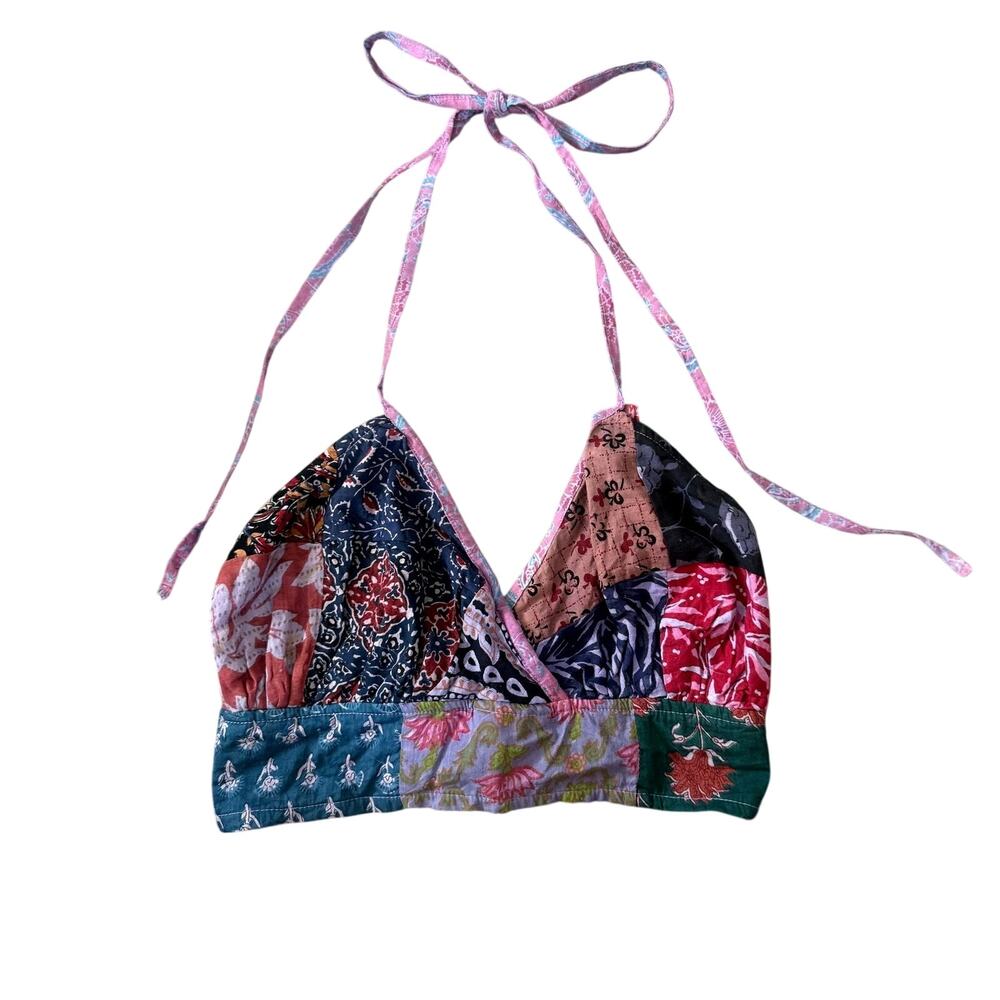 Hippie Forever Halter Top Womens One Size Boho Festival Adjustable Patchwork 70s - Picture 1 of 6